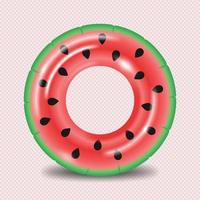 Inflatable ring in a watermelon pattern. Realistic Vector illustration, isolated on transparent background
