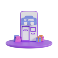 in linea shopping 3d illustrazione, in linea negozio, in linea pagamento e consegna concetto. png
