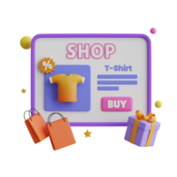 online boodschappen doen 3d illustratie, online winkel, online betaling en levering concept. png