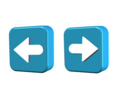 3D left and right mark sign icon  light blue png