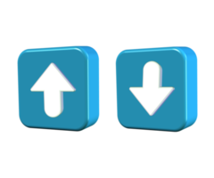 3D up and down mark sign icon light blue png