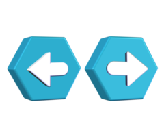3D left and right mark sign icon  light blue png