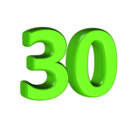 3D number light green color png