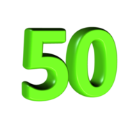 3D number light green color png