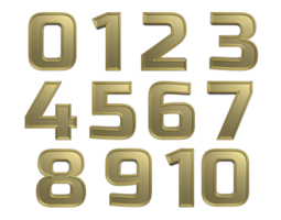 3 number 0 to 10 gold style png