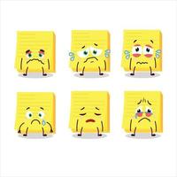 Sticky notes yellow cartoon character with sad expression vector