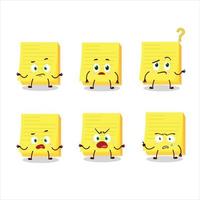 Cartoon character of sticky notes yellow with what expression vector