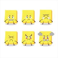 Sticky notes yellow cartoon character with various angry expressions vector