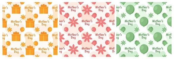 Set of Happy Mother Day Seamless Pattern Design in Element Decoration Template Hand Drawn Cartoon Flat Illustration vector