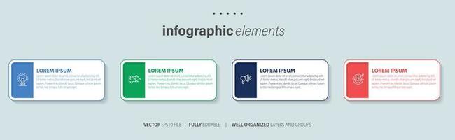 Vector infographic flat template circles for four label, diagram, graph, presentation. Business concept with 4 options. For content, flowchart, steps, timeline, workflow, marketing. EPS10