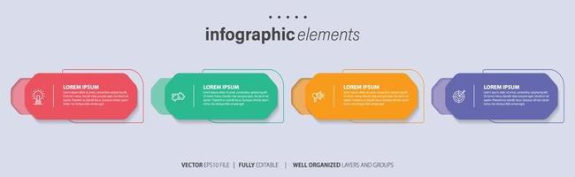 Vector infographic flat template circles for four label, diagram, graph, presentation. Business concept with 4 options. For content, flowchart, steps, timeline, workflow, marketing. EPS10