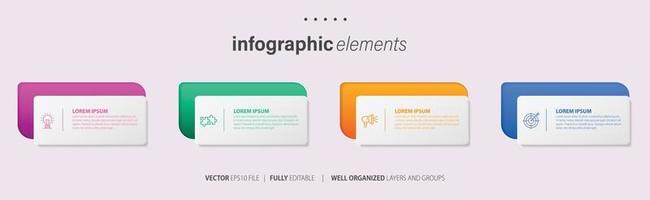 Business infographic element with 4 options, steps, number vector template design