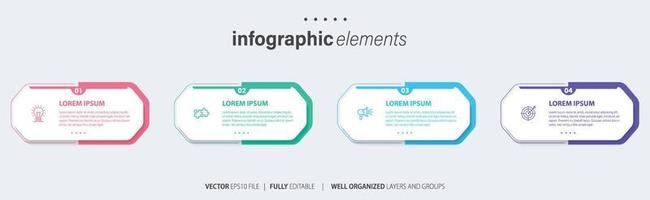 Business infographic element with 4 options, steps, number vector template design