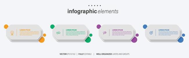 Business infographic element with 4 options, steps, number vector template design