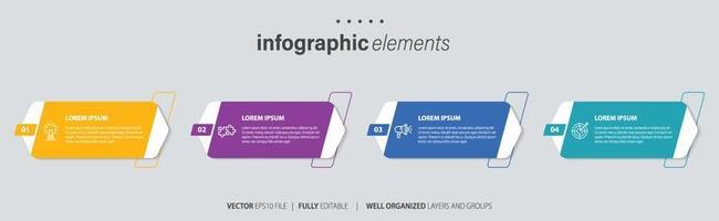 Modern infographic template with 4 steps. Business circle template with options for brochure, diagram, workflow, timeline, web design. Vector EPS 10