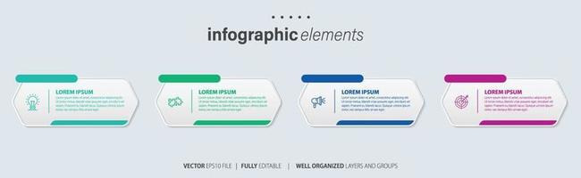 moderno infografía modelo con 4 4 pasos. negocio circulo modelo con opciones para folleto, diagrama, flujo de trabajo, línea de tiempo, web diseño. vector eps 10