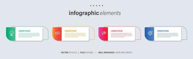 moderno infografía modelo con 4 4 pasos. negocio circulo modelo con opciones para folleto, diagrama, flujo de trabajo, línea de tiempo, web diseño. vector eps 10