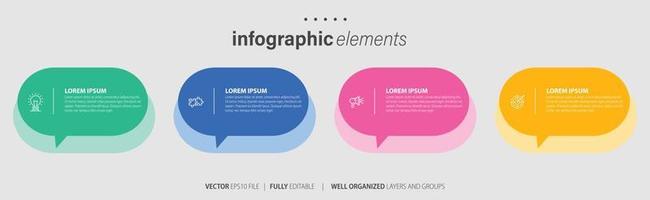 Modern infographic template with 4 steps. Business circle template with options for brochure, diagram, workflow, timeline, web design. Vector EPS 10