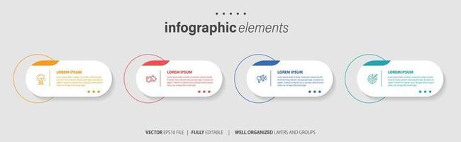 Concept of business model with 4 successive steps. Four colorful graphic elements. Timeline design for brochure, presentation. Infographic design layout vector