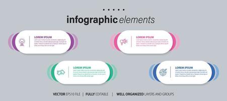 Concept of business model with 4 successive steps. Four colorful graphic elements. Timeline design for brochure, presentation. Infographic design layout vector