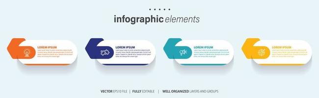 plantilla de diseño infográfico. concepto de línea de tiempo con 4 pasos. se puede utilizar para diseño de flujo de trabajo, diagrama, banner, diseño web. ilustración vectorial vector