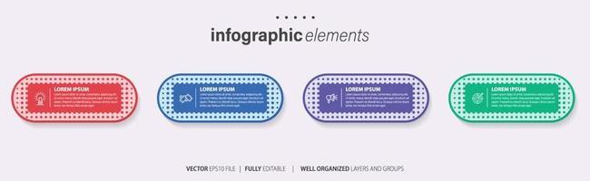 plantilla de diseño infográfico. concepto de línea de tiempo con 4 pasos. se puede utilizar para diseño de flujo de trabajo, diagrama, banner, diseño web. ilustración vectorial vector