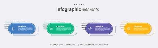 plantilla de diseño infográfico. concepto de línea de tiempo con 4 pasos. se puede utilizar para diseño de flujo de trabajo, diagrama, banner, diseño web. ilustración vectorial vector