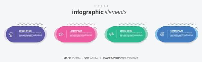 Infographic design template. Timeline concept with 4 steps. Can be used for workflow layout, diagram, banner, webdesign. Vector illustration