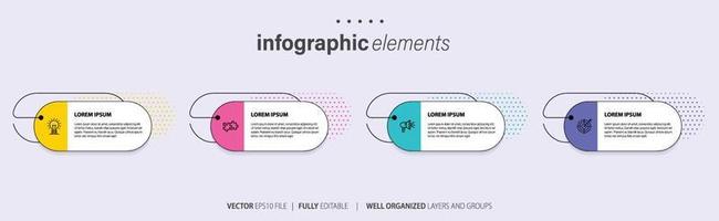 Concept of 4 successive steps of progressive business development. Simple infographic design template. Abstract vector illustration.