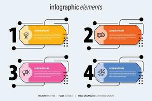 negocio infografía modelo diseño con números 4 4 opciones o pasos. vector