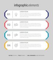 Four numbered rectangular frames placed in horizontal row. Concept of 4 stages of marketing strategy. Modern flat infographic design template. Simple vector illustration for business presentation