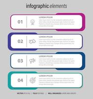 El vector de diseño de infografías y los iconos de marketing se pueden utilizar para el diseño de flujo de trabajo, diagrama, informe anual, diseño web. concepto de negocio con 4 opciones, pasos o procesos.