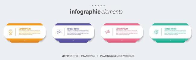 negocio infografía elemento con 4 4 opciones, pasos, número vector modelo diseño