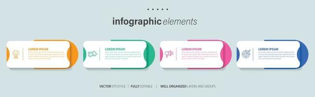 Vector infographic flat template circles for four label, diagram, graph, presentation. Business concept with 4 options. For content, flowchart, steps, timeline, workflow, marketing. EPS10