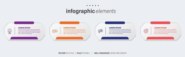 negocio infografía elemento con 4 4 opciones, pasos, número vector modelo diseño