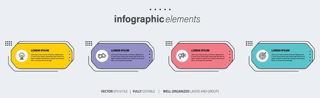 negocio infografía elemento con 4 4 opciones, pasos, número vector modelo diseño