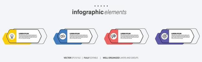 Business infographic element with 4 options, steps, number vector template design