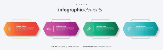 Business infographic element with 4 options, steps, number vector template design