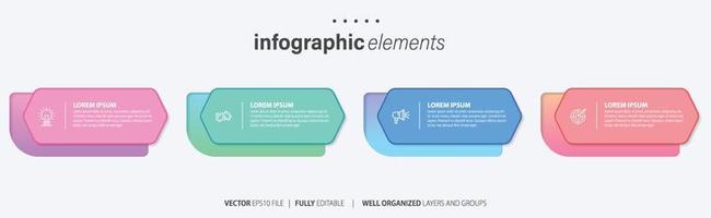 negocio infografía elemento con 4 4 opciones, pasos, número vector modelo diseño