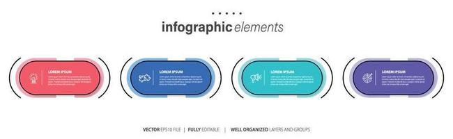 Modern infographic template with 4 steps. Business circle template with options for brochure, diagram, workflow, timeline, web design. Vector EPS 10