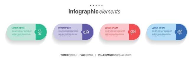 concepto de negocio modelo con 4 4 sucesivo pasos. cuatro vistoso gráfico elementos. cronograma diseño para folleto, presentación. infografía diseño diseño vector