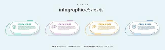 plantilla de diseño infográfico. concepto de línea de tiempo con 4 pasos. se puede utilizar para diseño de flujo de trabajo, diagrama, banner, diseño web. ilustración vectorial vector