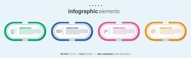 Concept of business model with 4 successive steps. Four colorful graphic elements. Timeline design for brochure, presentation. Infographic design layout vector