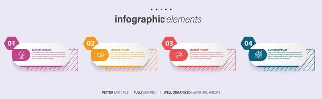 concepto de 4 4 sucesivo pasos de progresivo negocio desarrollo. sencillo infografía diseño modelo. resumen vector ilustración.