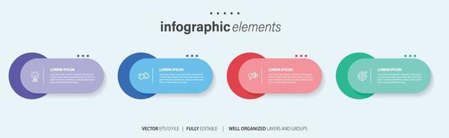 plantilla de diseño infográfico. concepto de línea de tiempo con 4 pasos. se puede utilizar para diseño de flujo de trabajo, diagrama, banner, diseño web. ilustración vectorial vector