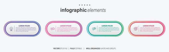 plantilla de diseño infográfico. concepto de línea de tiempo con 4 pasos. se puede utilizar para diseño de flujo de trabajo, diagrama, banner, diseño web. ilustración vectorial vector