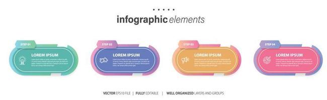 concepto de 4 4 sucesivo pasos de progresivo negocio desarrollo. sencillo infografía diseño modelo. resumen vector ilustración.