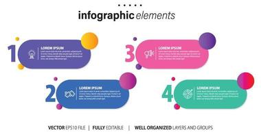 Concept of 4 successive steps of progressive business development. Simple infographic design template. Abstract vector illustration.