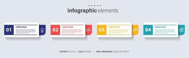 Concept of 4 successive steps of progressive business development. Simple infographic design template. Abstract vector illustration.