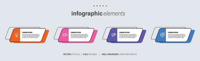 Business Infographic template design with numbers 4 options or steps. vector